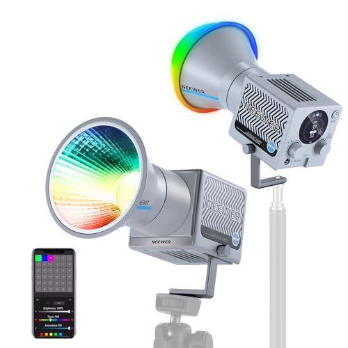 Image of NEEWER HS60C Pro 60W Portable RGB LED Video Light, APP DMX /Panel Control /Custom Effects /Light Group 8700Lx /1m 2700-6500K CRI97+ COB Continuous Output Lighting for Video Recording Studio Photography