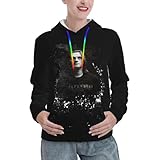 REWFXDPOD Steven Muisc Wilson Hooded Women Casual Long Sleeved Lined Hoodie Pullover Plus Size Sweatshirt Top Small Black