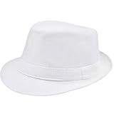 Classic Fedora Hat for Men (US, Alpha, Large, X-Large, White)