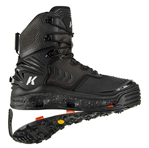 Korkers Botas de pesca masculinas com sola vibram cravejada, Preto, 9