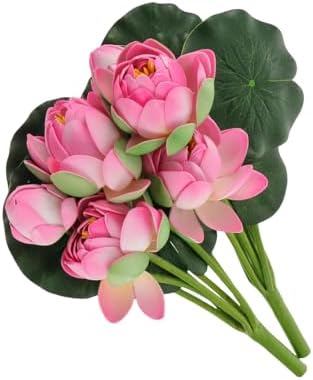 2Pcs Artificial Lotus Flower Decor, 12.5inch 7 Head Water Lilies,...