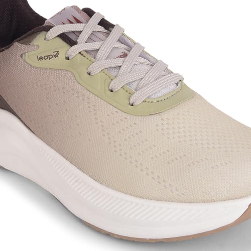 Image of Liberty Leap7x EVELSTER1E Men Sports Running Shoes - Beige & Grey | Comfortable and Durable Lace-Up Closure - Suitable for Lacing Walking, Gym, Jogging and Outdoor Shoes for Man - Cushioned Footbed