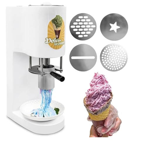 YGWXYYZJ Kommerzielle Spaghetti-Eiscreme-Maschine, 80W Countertop Rigid Serve Maschine mit 4 verschiedenen Formen Nudelform Edelstahl Einfache Bedienung Frozen Yogurt Maker für Dessert Shops – Bild 3
