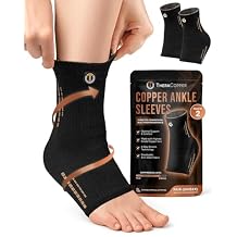TheraCopper Copper Ankle Brace 2 Pack Compression Ankles Brace for Men & Women Infused Copper Ankle Sleeve Compression Support for Pain Relief, Swelling, Sprains, Achilles Recovery & Sports Large