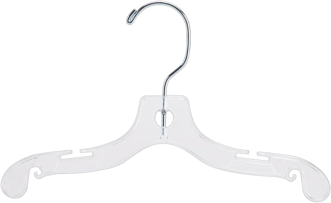 SSWBasics 10 Inch Clear Plastic Children's Dress Hangers - Case of 100 | Durable Retail Hangers with Swivel Hook for Kids' Clothing
