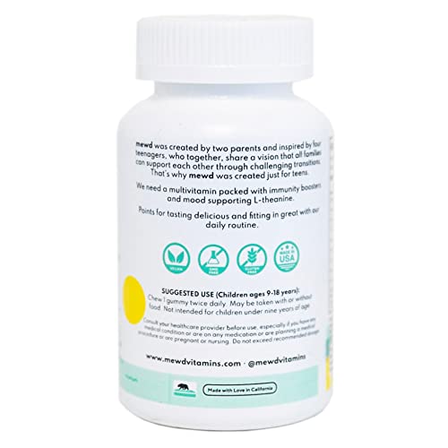 Mewd Teen And Kids Daily Multivitamin Gummy With Natural Mood Enhancer,Vegan,Immune System Booster Supplement,Kids Vitamin With Iron,Zinc,Gluten Free-Focus Vitamin For Kids-Brain Health-Made In Usa #TOP6