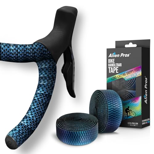 ALIEN PROS Chameleon Skin Bike Handlebar Tape (Set of 2) &ndash; Full Pattern Upgrade with Striking Color-Shifting Design and Premium Comfort Grip (Blue)