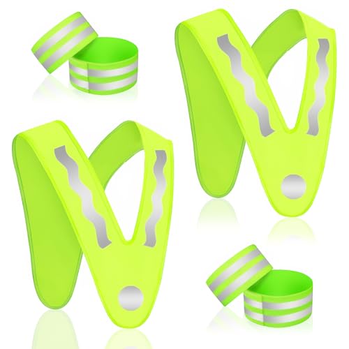 SUBRINGE Giubbotto di Sicurezza per Bambini, 2 Pezzi di Gilet di Sicurezza Bambini Collo a V con 4 Pezzi di Fascia Riflettente, Giubbotto Catarifrangente per Bambini, per Sport, Ciclismo, Snowboard