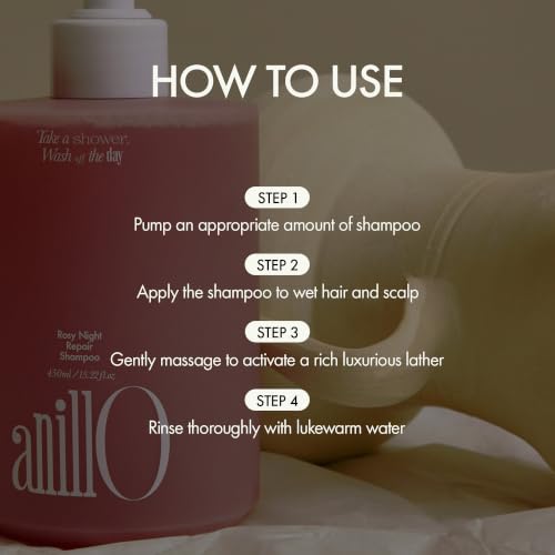 Image of ANILLO Ceramide Shampoo for Damaged Colored Hair, Rosy Night, 15.22 fl oz