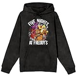 Bioworld Five Nights At Freddy's Character Burst Adult Mineral Wash Black Salt Long Sleeve Hooded Sweatshirt-Large