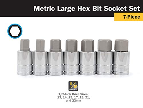 Titan 16157 Metric Large Hex Bit Socket Set, 7 Piece