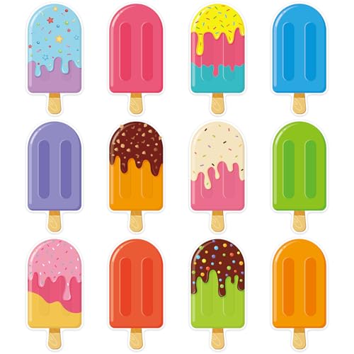 Image of 48Pcs Ice Cream Cut Outs, Colorful Ice Pops Shape Cutouts Summer Bulletin Board Decorations Ice Cream Paper Cut-Outs Summer Theme Party Cutouts for Home Office School Classroom Decor