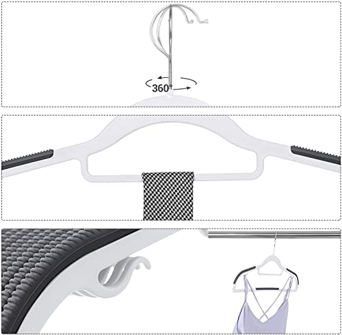 Image of Plastic Clothes Hangers Dry Wet Hangers Space Saving Clothes Hangers, Plastic Hangers with Non-Slip Pads Clothes, Suit Hangers Heavy Duty Coat, Underwear, Pants, Shirts (Grey, Pack of 10)
