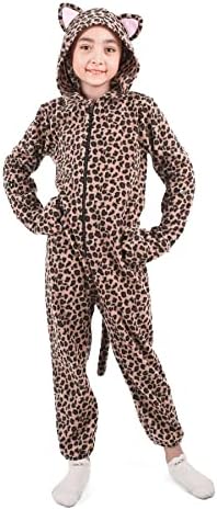 Kids Cheetah Onesie Costume for Boys Girls Leopard Onesie Costume Jaguar Outfit Costume Halloween Christmas Cosplay