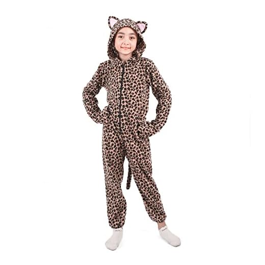 Kids Cheetah Onesie Costume for Boys Girls Leopard Onesie Costume Jaguar Outfit Costume Halloween Christmas Cosplay