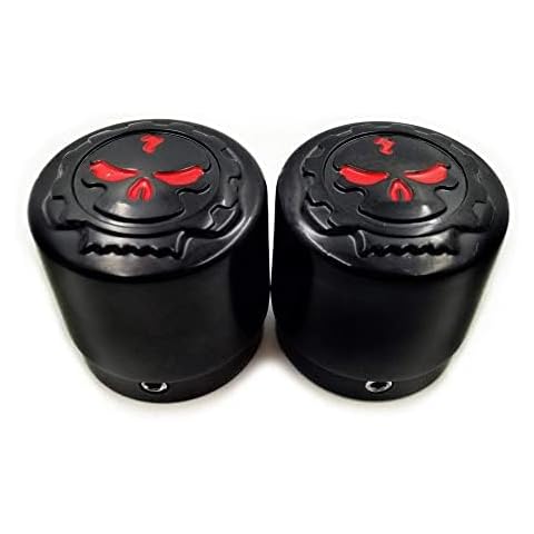 AfterMokit Front Fork Axle Shaft Nut Cover for Harley Road Glide Road King Street Glide Electra Glide Ultra Limited Dyna V-Rod Sportster Softail Fat Boy Breakout 1.14 inch ID 1.7 inch H Black 2 Pack Cover