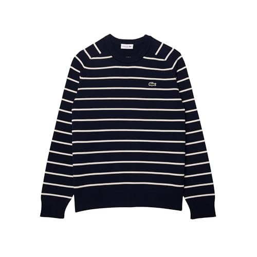 Lacoste Men's Core Collection Classic Fit Crew Neck Long Sleeve Striped Sweater4