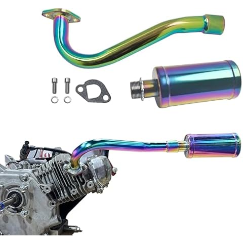 QASKEHKT 212cc Exhaust Pipe with Muffler for Predator 212 Go Kart 196cc Coleman Powersports KT196 Trailmaster XRX XRS Hammerhead 80T Yerf Dog Manco Go Kart Cover