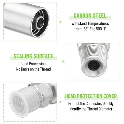 Image of 12 Pack Hydraulic Hose Fittings: 1 /2 inch I.D. Hose x 1 /2 inch NPTF Male with Protection Cover, Hydraulic Hose End Crimp Fitting Kits Compatible with U-Series Hoses