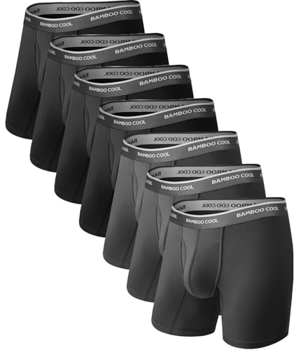 Image of BAMBOO COOL Men's Underwear Breathable Boxer Briefs with Fly Moisture-Wicking Lightweight Underwear 7-Pack