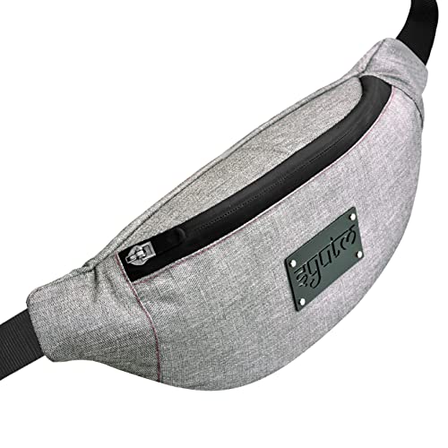 Image of Unisex Waist Pack Travel Handy Hiking Zip Pouch Elegant Style Document Money Phone Belt Sport Bag Bum Bag for Men and Women Nylon Adjustable Strap (Iron Grey)
