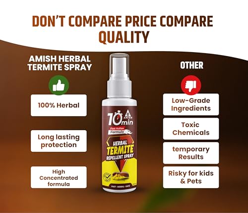 Image of Amish Herbal Termite Spray 100ml Pack-1 |10 Minutes Formula |Removes Entire Termite colony|Powerful 100% Organic No Chemical Termite Repellent Spray for Home Furniture Long Lasting Wood Protection