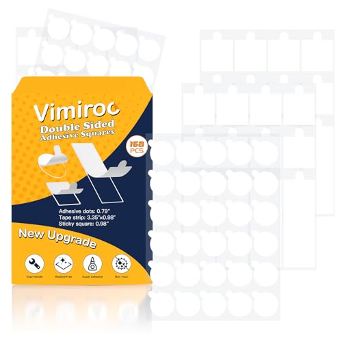 Image of vimiroo Clear Sticky Dots, Heavy Duty Removable Strong Mounting Adhesive Strips for Walls, Double Sided Tape for Hanging Pictures, Balloons 168pcs