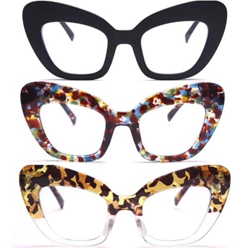 Image of 3 pack Blue Light Blocker Reading Glasses Cat eye Frame Readers Eyeglasses for Women