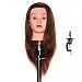 HAIREALM 20" Mannequin Head 100% Human Hair Hairdresser Training Head Manikin Cosmetology Doll Head (Table Clamp Stand Included) HJ0414P