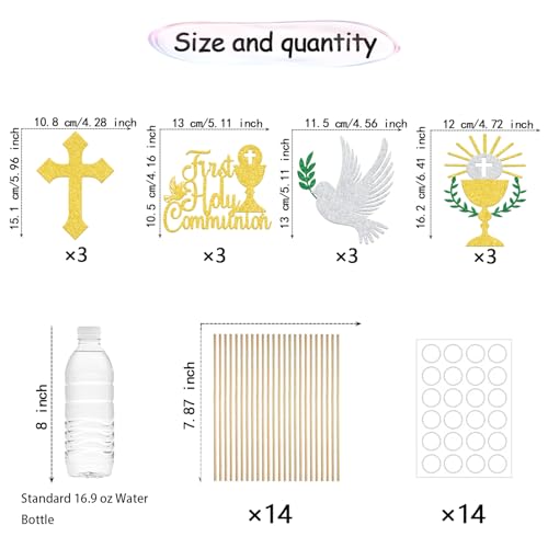 12 Pcs First Holy Communion Centerpiece Sticks Baptism Centerpieces for Tables First Communion Decorations Baptism Decorations
