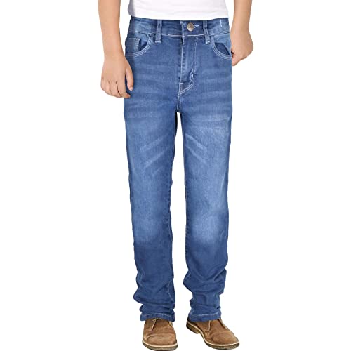 A2Z Kids Boys Relaxed Straight Fit Boot Cut Jeans for Teens Stretchy - Jeans JN63 Mid Blue 13-14