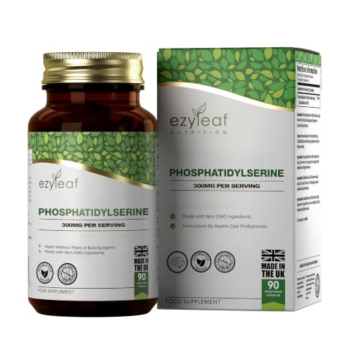 Ezyleaf Fosfatidilserina PS-300 con Bitartrato de Colina y Myo Inositol | 90 Cápsulas de Alta Potencia - Porción de 300mg | Fosfatidilserina y Colina | Sin OGM ni Gluten, Certificación ISO del RU