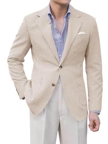 Men's Fashion Casual Slim Fit Seersucker Blazer Regular fit Jacket Lightweight 2 Button Blazer Sport Coat - Main Image