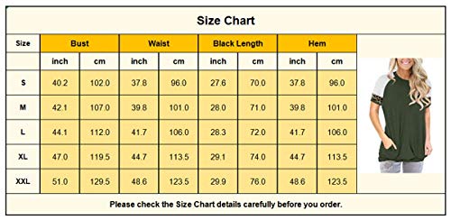 Onlypuff Casual Loose Tops For Women Green Striped Tee Shirt With Pocket Round Neck M thumb #3