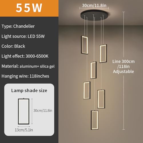 Lustre rectangulaire led variable télécommande plafonnier - 6