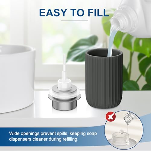 Image of Ceramic Foaming Soap Dispenser, 12 oz Bathroom Foam Hand Soap Dispenser, Refillable Lotion Soap Dispenser with Removable Pump for Kitchen Hand Wash Dispenser, Modern Home Decor (2Pack-Matte Grey)
