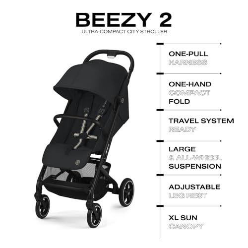 Image of CYBEX Beezy 2 Compact and Lightweight Travel Stroller - Compatible with CYBEX Car Seats, Magic Black