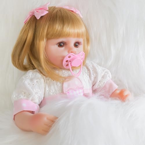 Muñeca Reborn 16 pulgadas ENADOLL cabello rubio miniatura 6