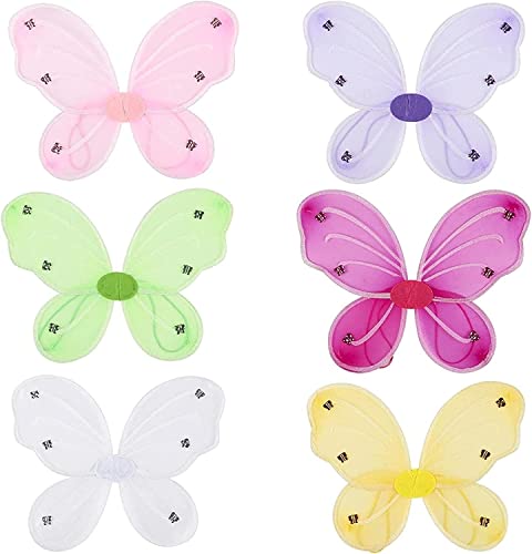 Image of Royals Wings Fairy Prop For Kids Birthday Party Accesories,Baby Girl's Fairy Butterfly Wings Costume (Multicolour Pack of 6)