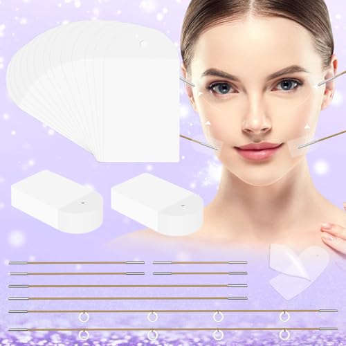 Face Lifting Tape with 8 Strings, 99Pcs Facelift Tape for Facial Sculpting