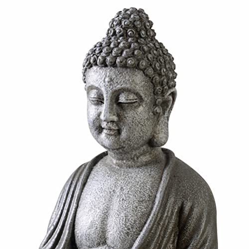 Haobos 9.4" Indoor Tabletop Fountain Exquisite Sitting Buddha Fountains Desk Water Fountain Decorative Zen Fountain W/Reflective Lighting/Cobblestone Office And Home Decor(21125B) #TOP3