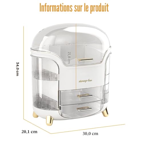 Makeup organizer grande capacité transparent boite rangement maquillage - 6