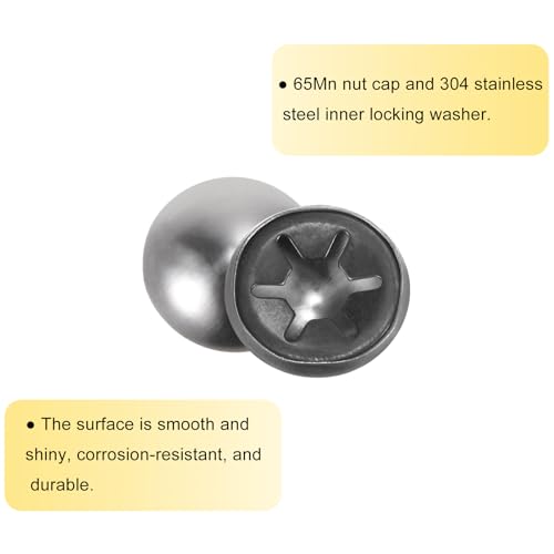 QUARKZMAN 40 Stück 65Mn Stahl Druckmutterkappen 0,24 Zoll Achsdruckmutterbefestigung für Handwagen, Rasenkarren und Rollbehälter, M6 x 16mm