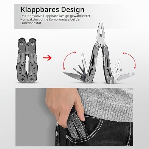 Multitool 14-in-1 mit Zange, Messer, Schraubendreher, Flaschenöffner und Nylonetui – Kompaktes und Robustes Multifunktionswerkzeug für Camping, Outdoor, Notfälle und Heimgebrauch (1)