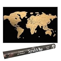 Gleneagles Scratch Off World Map Travel Tracker Poster – Large Black Gold Map of the World with Scratch-Off Countries Chip Adventure Map for Travellers A1/2 Size Gift for Men & Women Bucket List