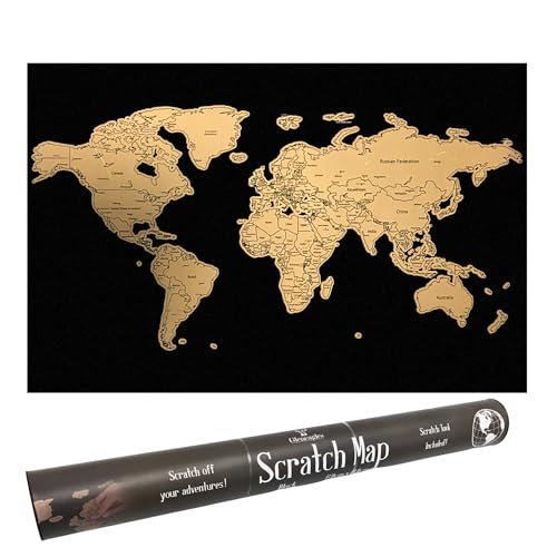Gleneagles Scratch Off World Map Travel Tracker Poster – Large Bl...