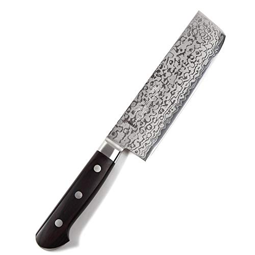 50% Off Discount Syosaku Japanese Vegetable Knife Shaded Damascus VG-10 16 Layer Black Pakkawood Handle, Nakiri 6.3-inch (160mm)