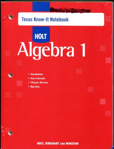 Holt Algebra 1 Texas: Know-It Notebook Algebra 1 003092152X Book Cover
