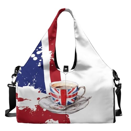 Mens Travel Bag with Shoe Compartment, British Flag Mens Gym Bag with Wet Dry Pocket, Double Zipper, Lightweight Sports Bag for Office Weekend Travel Shopping