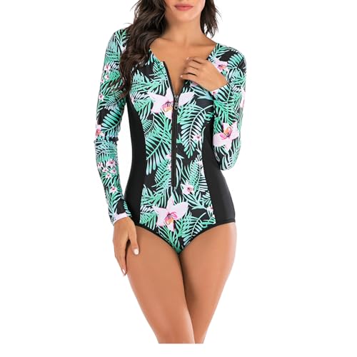 Maillot de bain une pièce floral à manches longues pour le surf